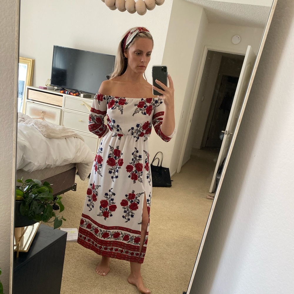 Floral Off-Shoulder Midi Dress